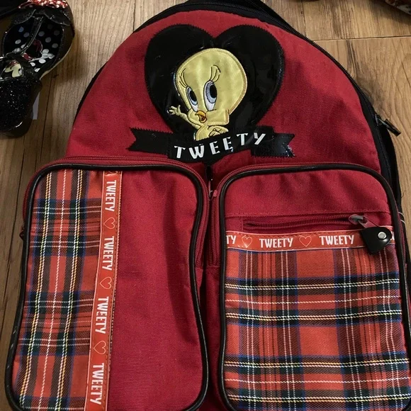 1997 Tweety Bird Mesh Backpack Warner Bros. NWT 1997 Warner Bros. Looney Tunes Tweety Bird Plush Backpack 12  main image 2